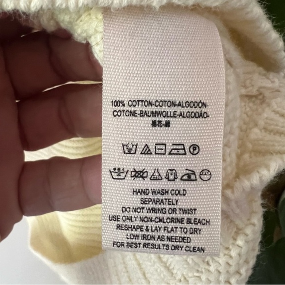 FREE PEOPLE La Brea V-Neck Sweater SIZE MEDIUM cream ribbed oversized‎ warm cozy - Picture 5 of 9